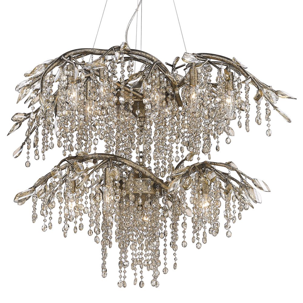 Golden Lighting 9903-18 MG Autumn Twilight Two Tier Chandelier in the Mystic Gold finish